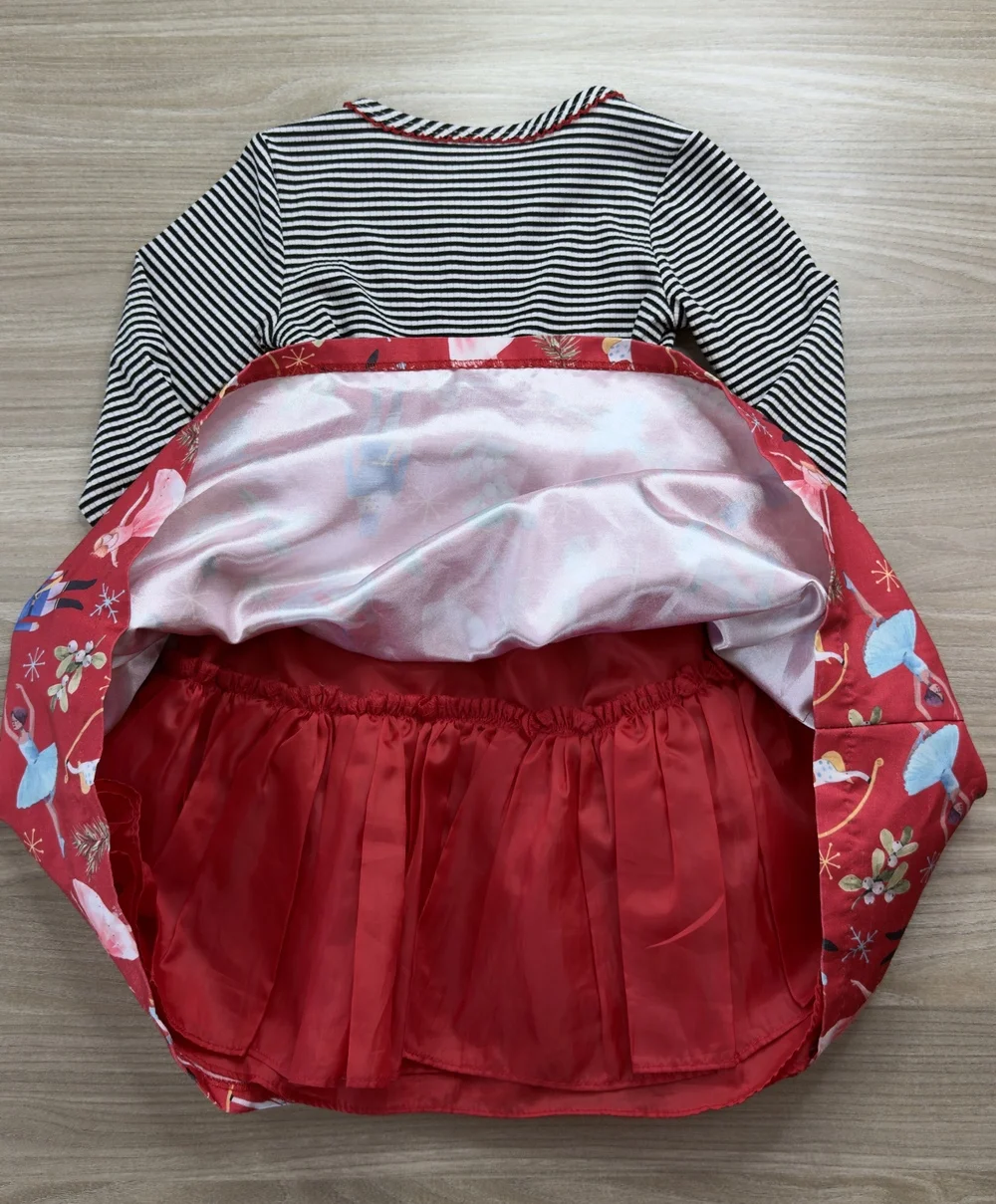 Nutcracker Ballet Girls Holiday Dress Red Black Striped Size 4/4T Bonnie Jean